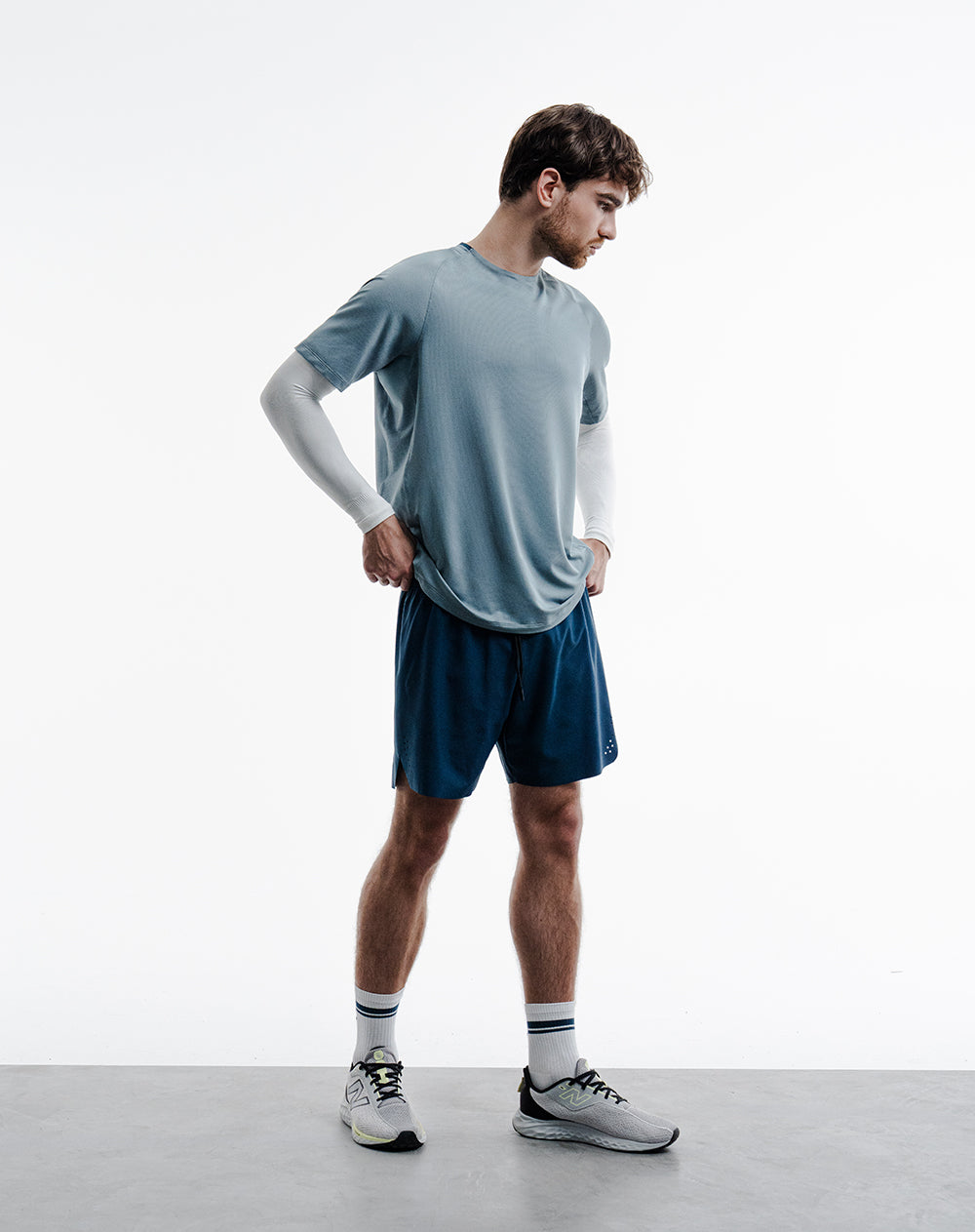 Pantaloneta deportiva ciclista interno azul hombre