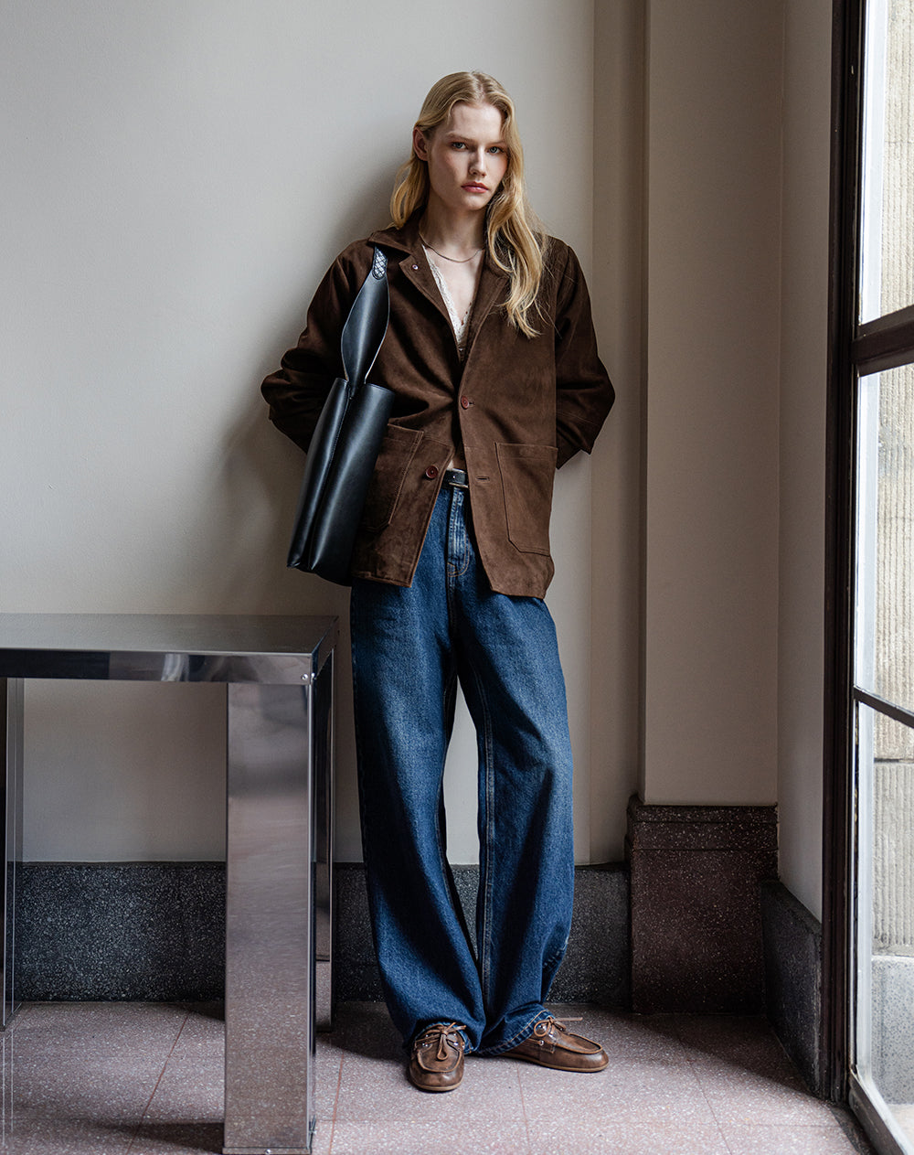 Jean recto tiro alto índigo oscuro mujer