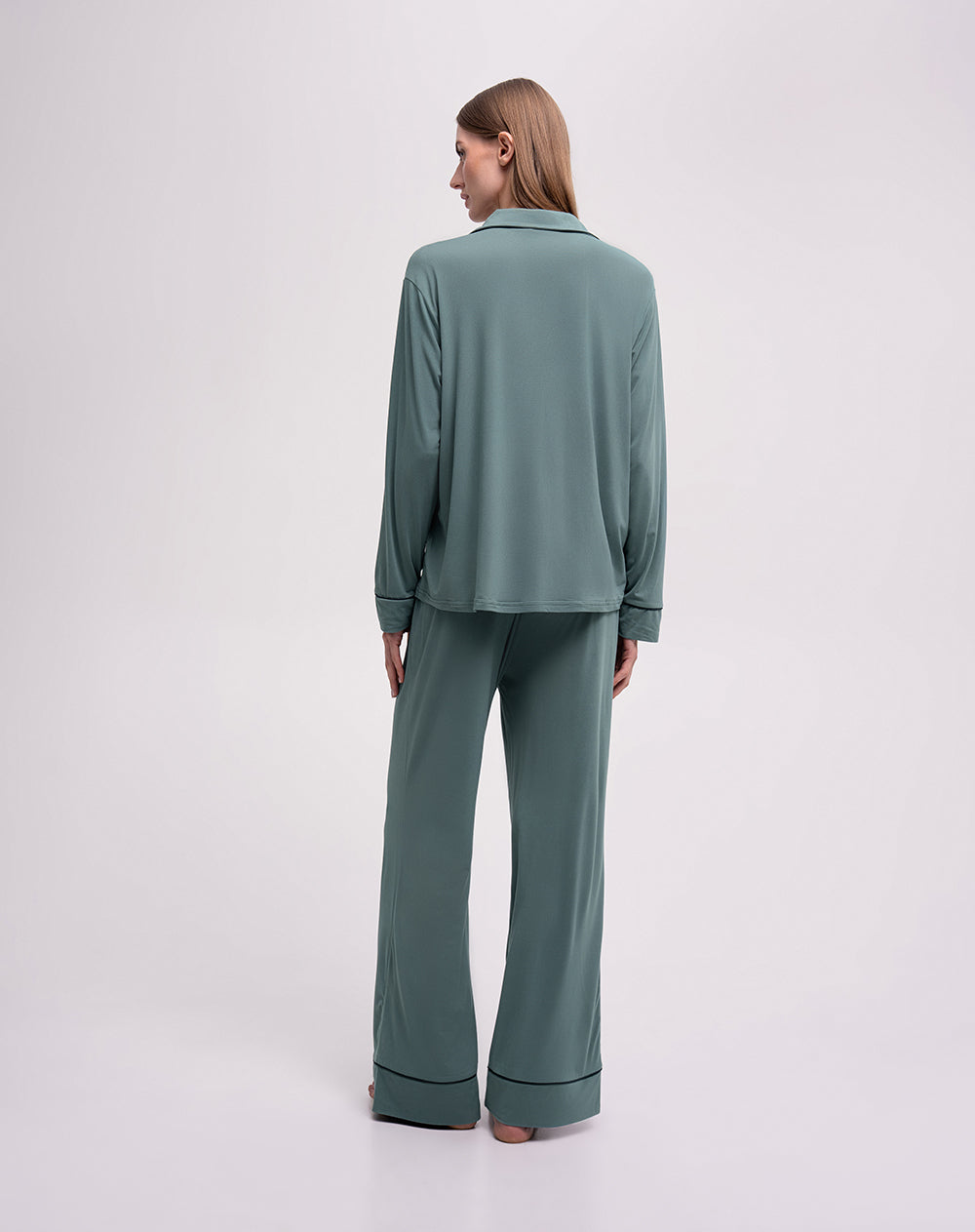 Camisa + pantalón de pijama verde mujer