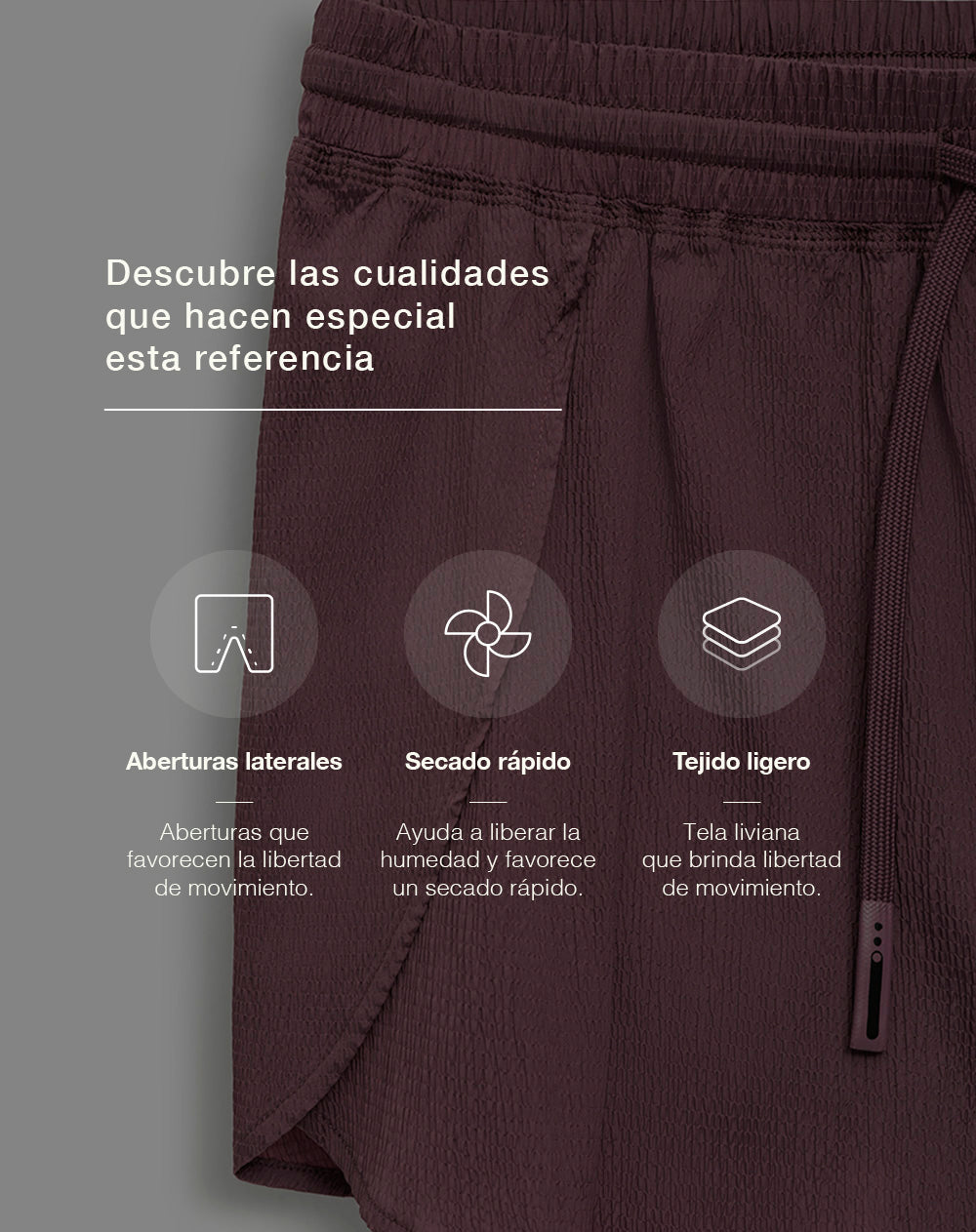 Short deportivo panty interno morado mujer