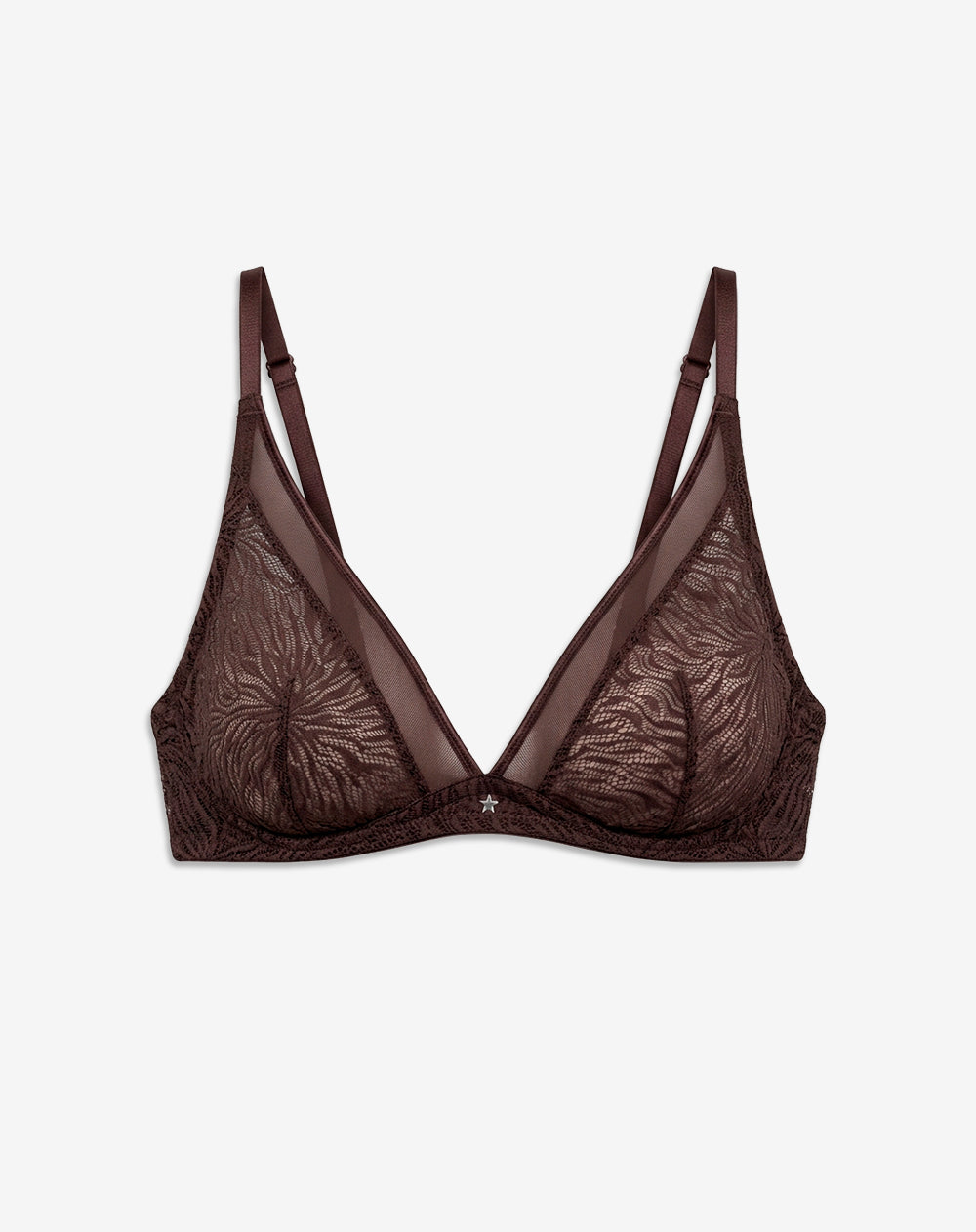 Top soporte medio con encaje vinotinto