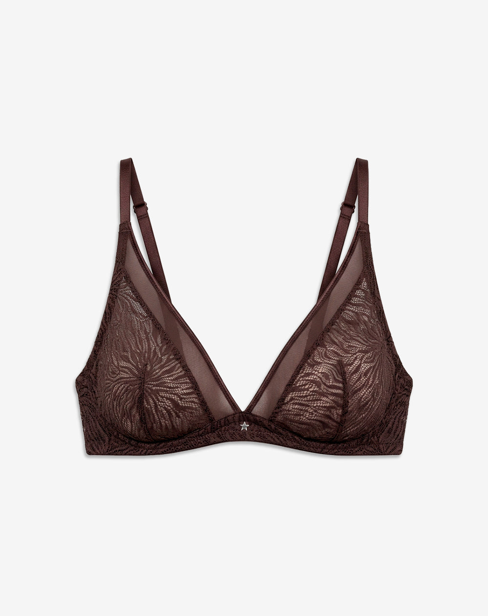 Top soporte medio con encaje vinotinto