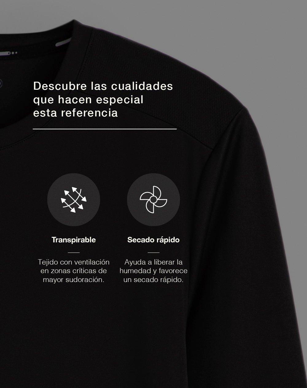Camibuso deportivo transpirable negro hombre