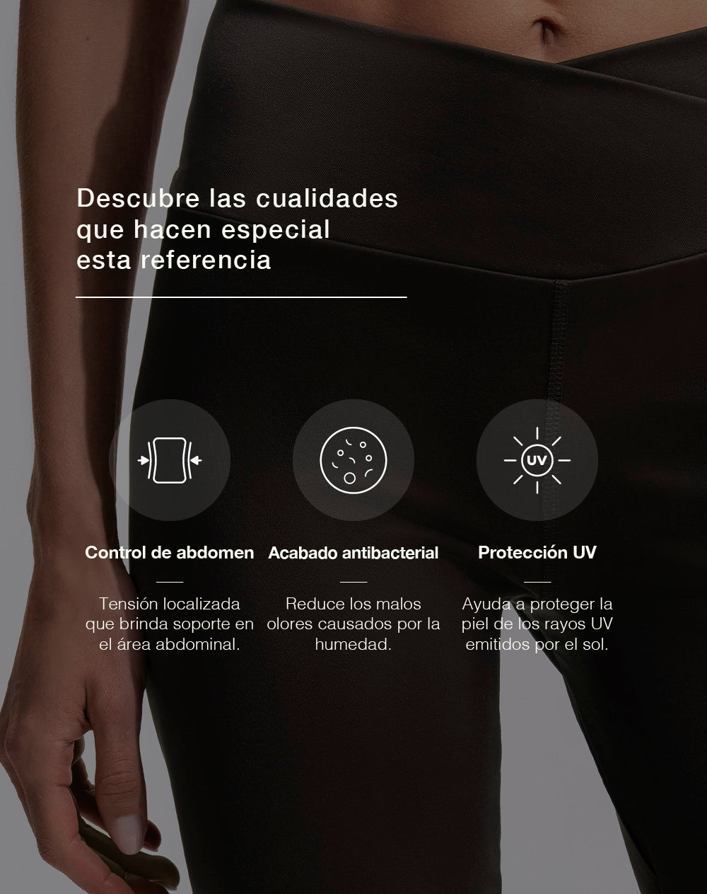 Biker deportivo tiro alto control abdomen café mujer