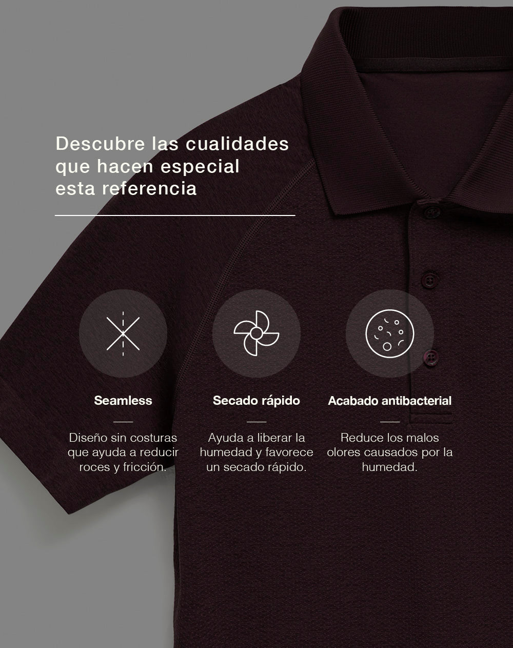 Polo deportiva seamless vino tinto hombre