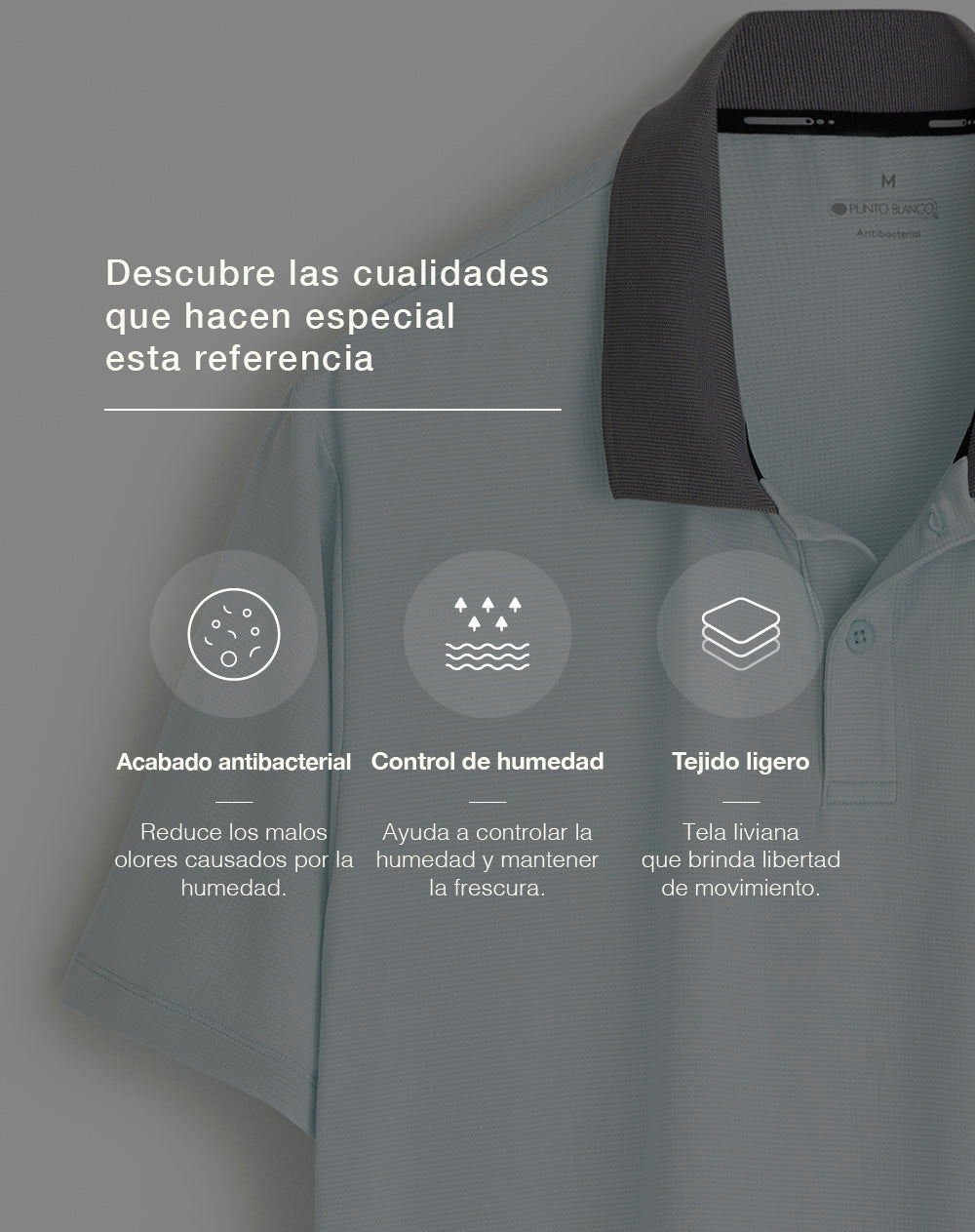 Polo deportiva control humedad azul hombre