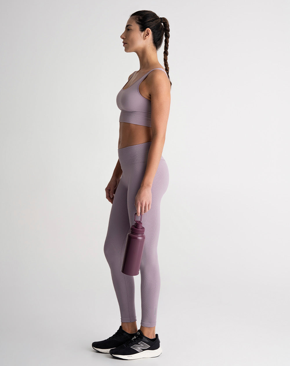 Legging deportivo control abdomen morado mujer