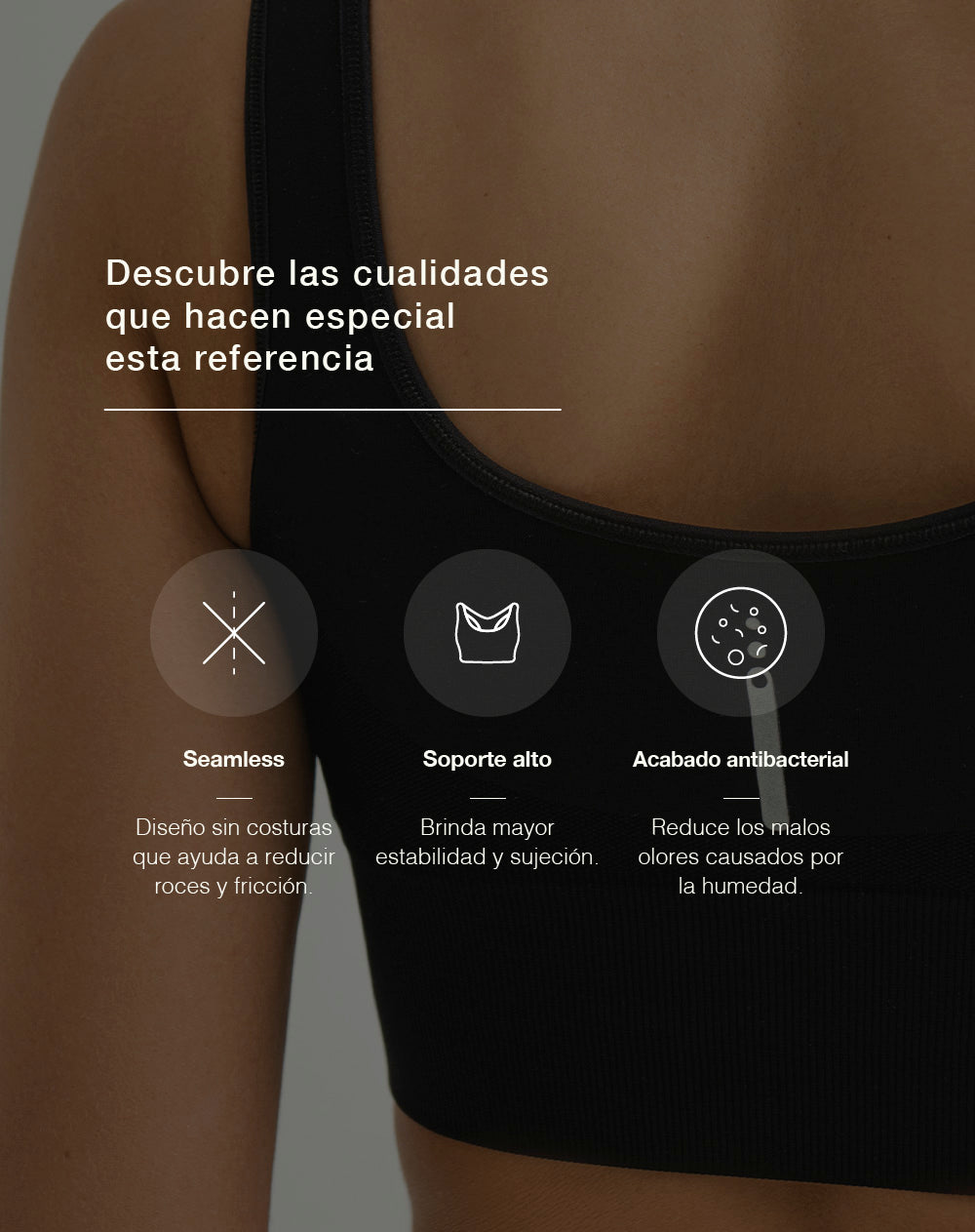 Top deportivo soporte alto seamless negro