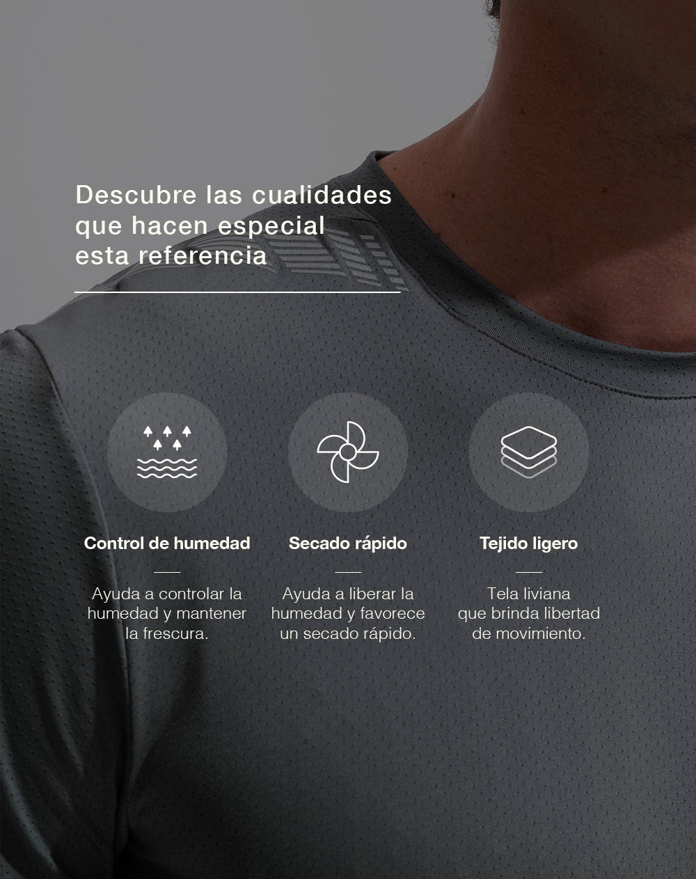 Camiseta deportiva control humedad gris hombre