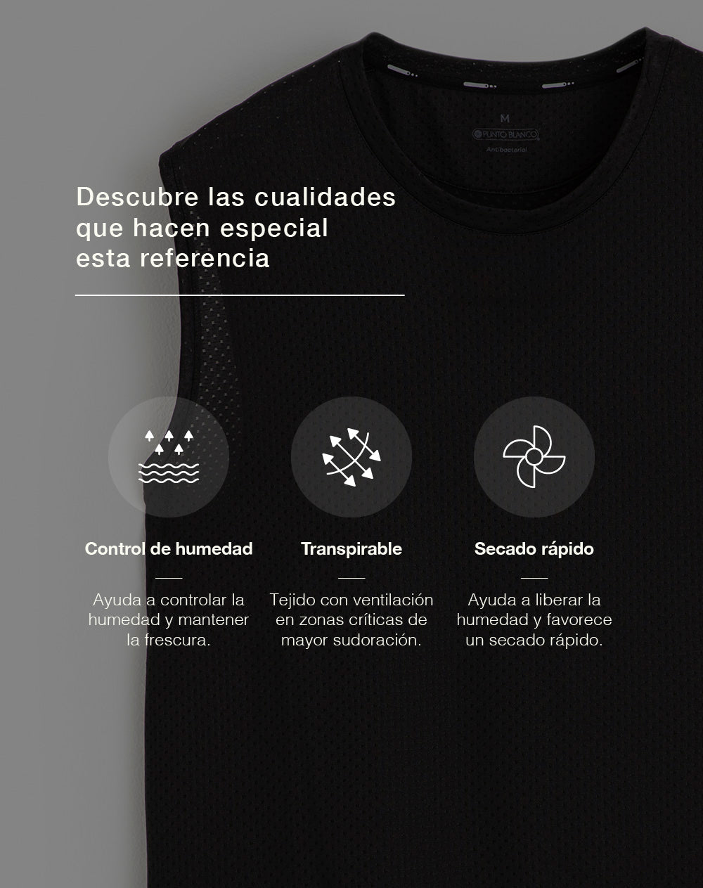Camisilla deportiva control humedad negra hombre