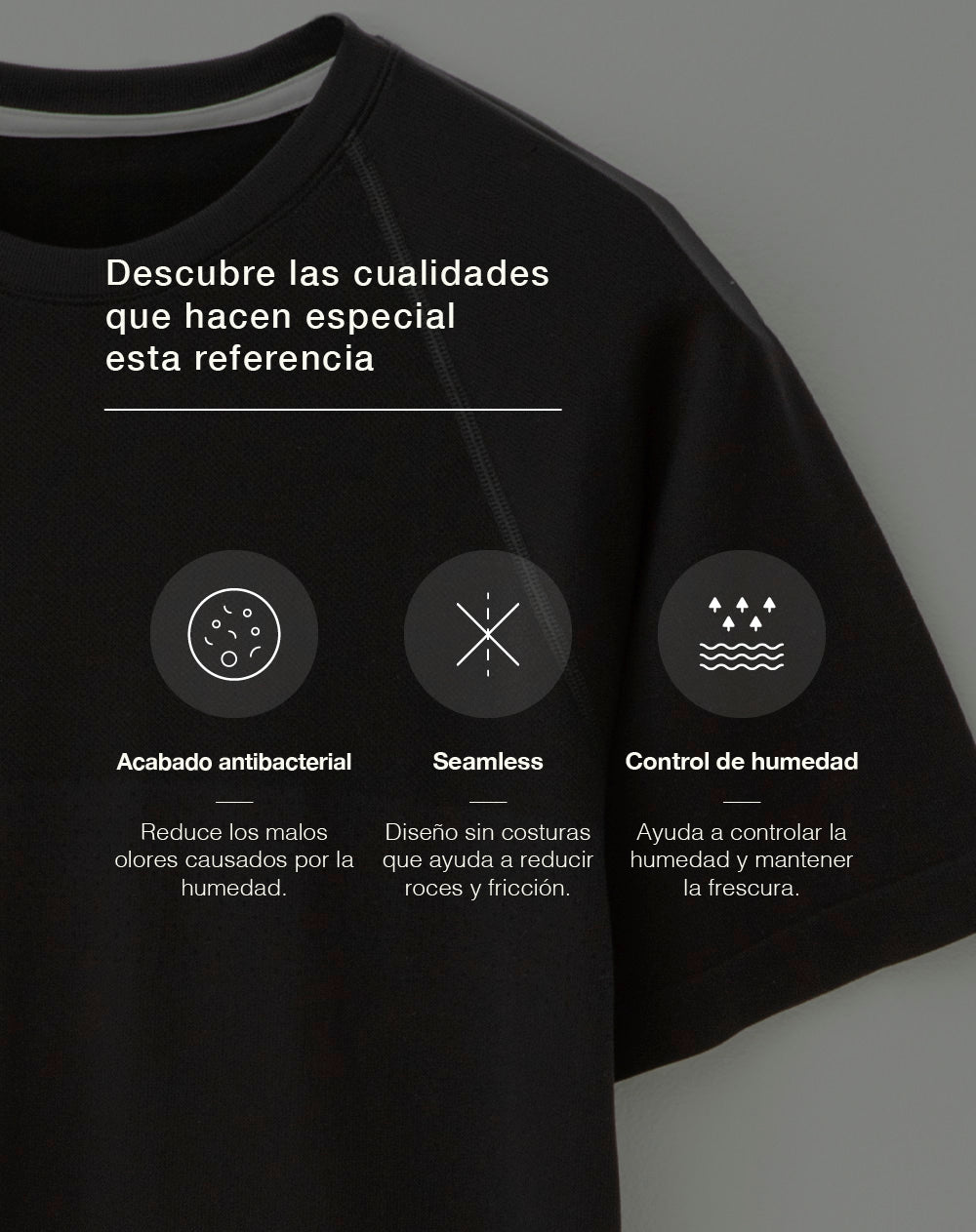 Camiseta deportiva control humedad negra hombre