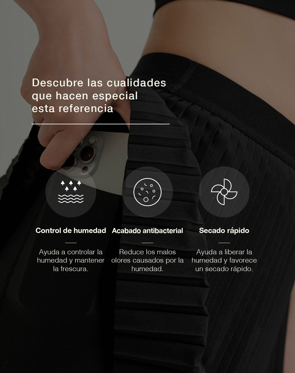Falda de tenis ciclista interno negra mujer