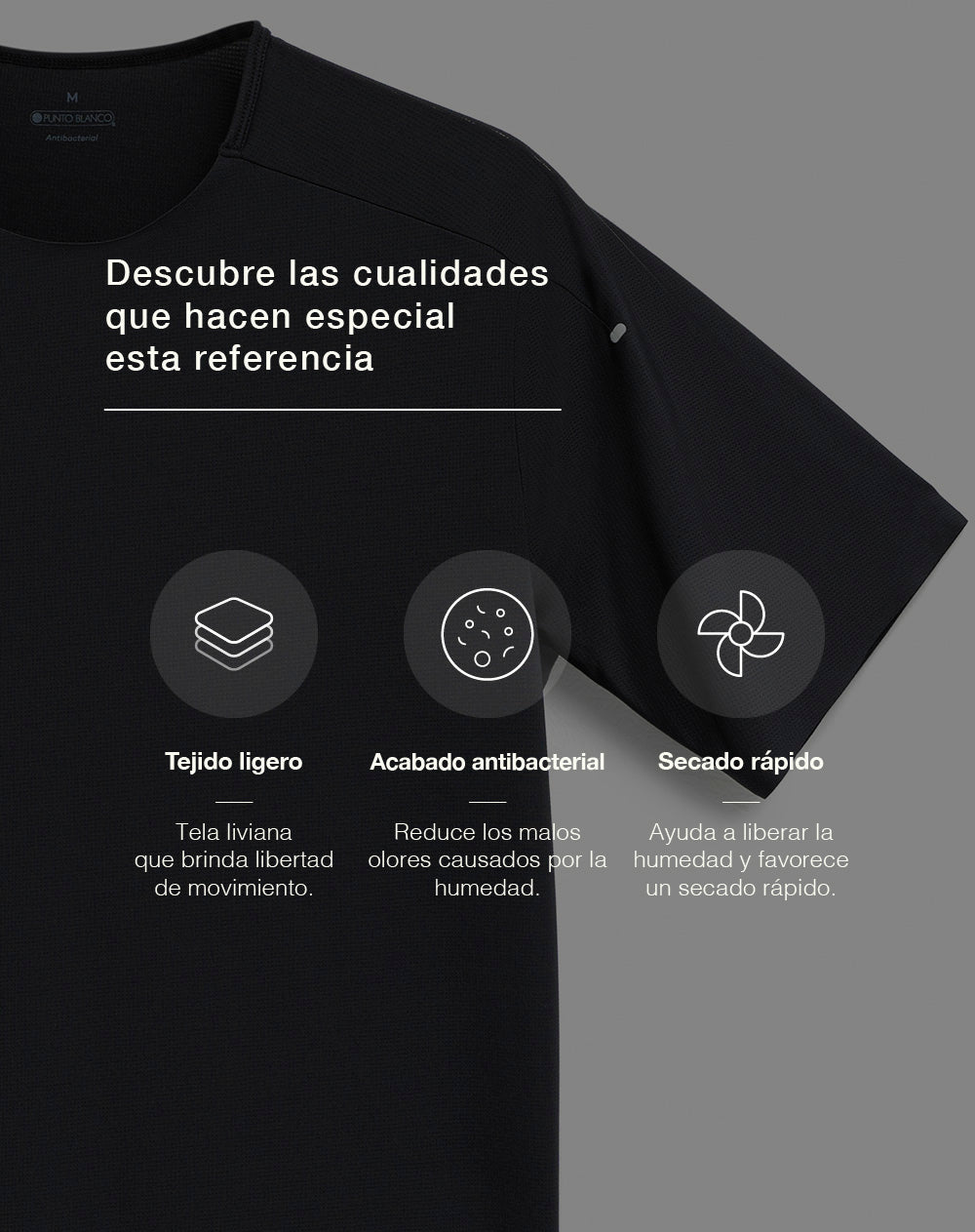 Camiseta deportiva control humedad negra hombre