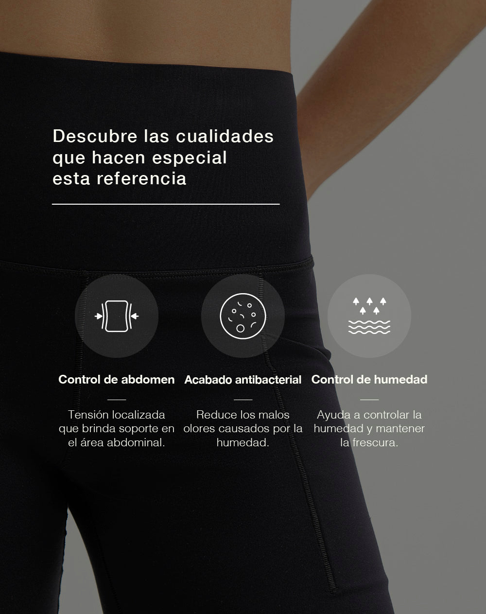 Biker deportivo tiro alto control abdomen negro mujer