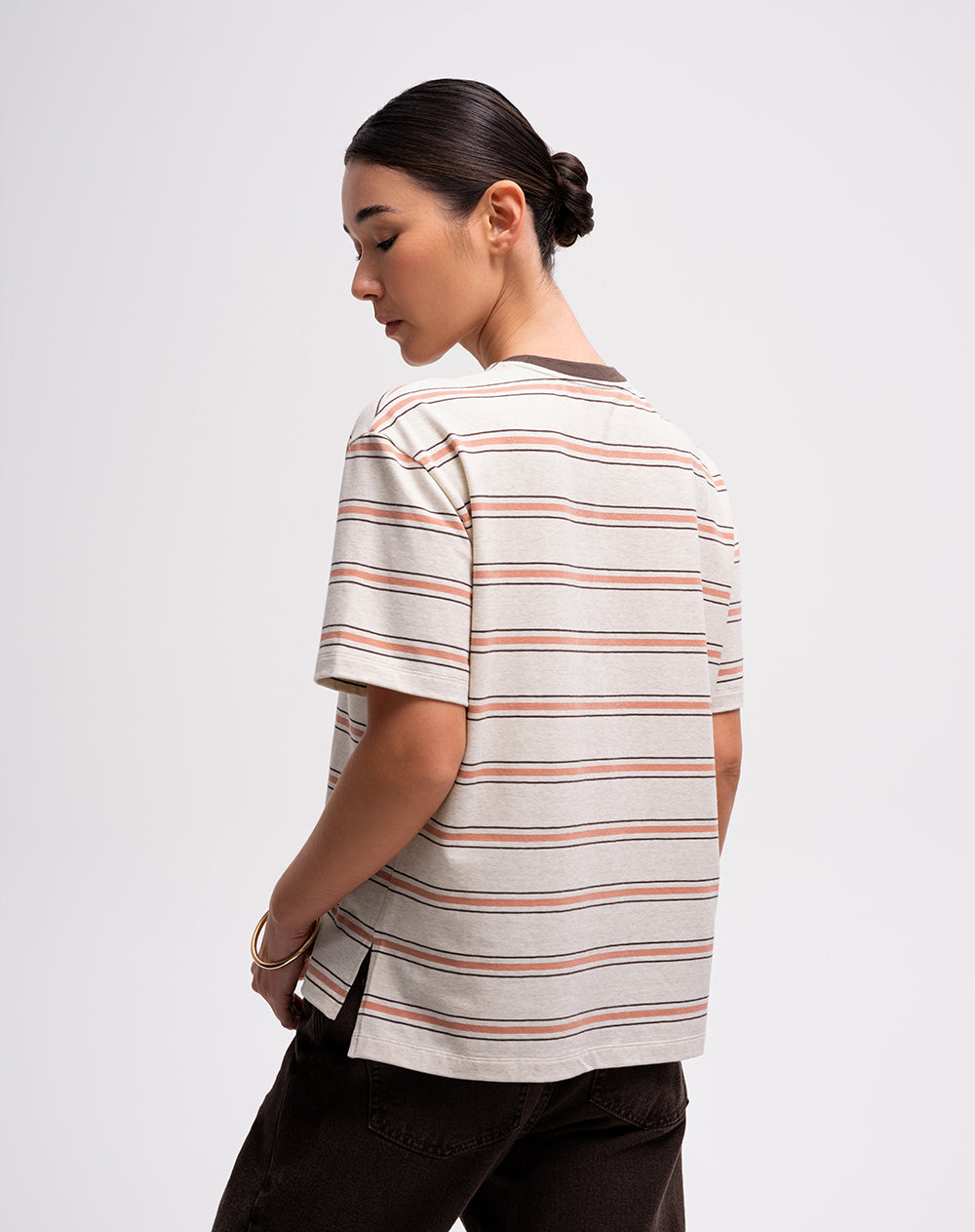 Camiseta regular algodón rayas mujer