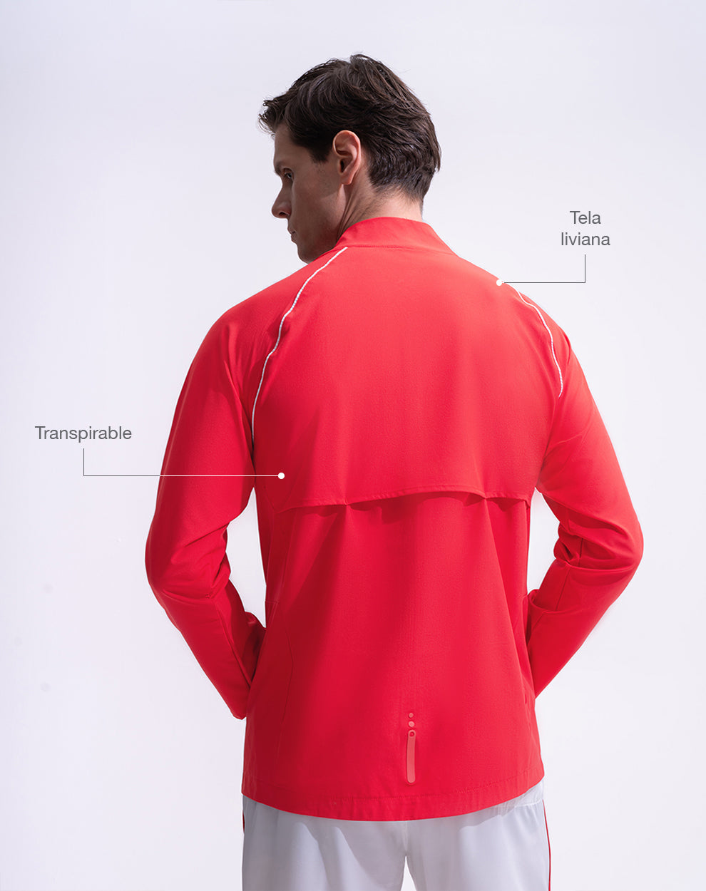 Chaqueta deportiva regular en tela liviana rojo hombre