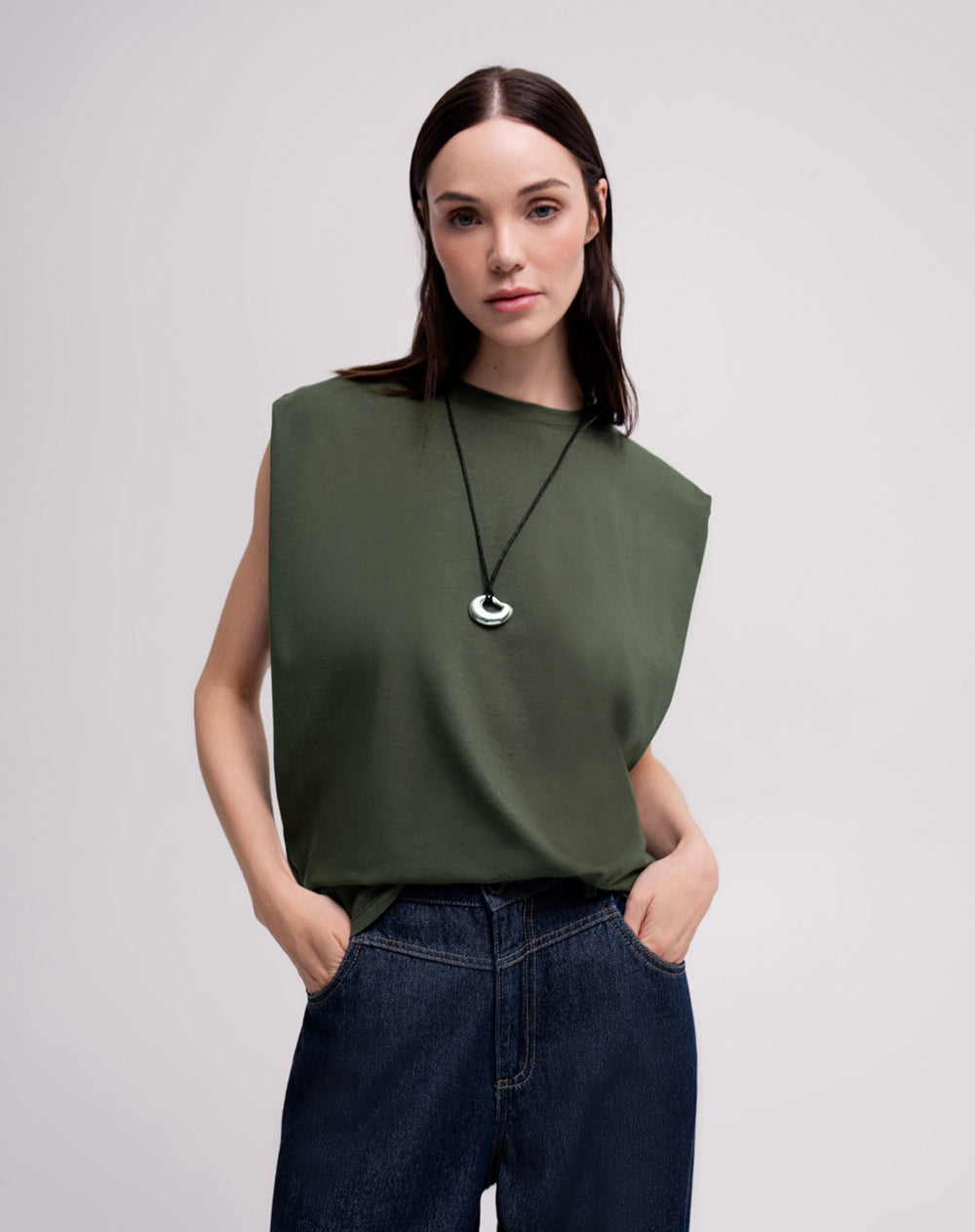 Camiseta oversize verde mujer