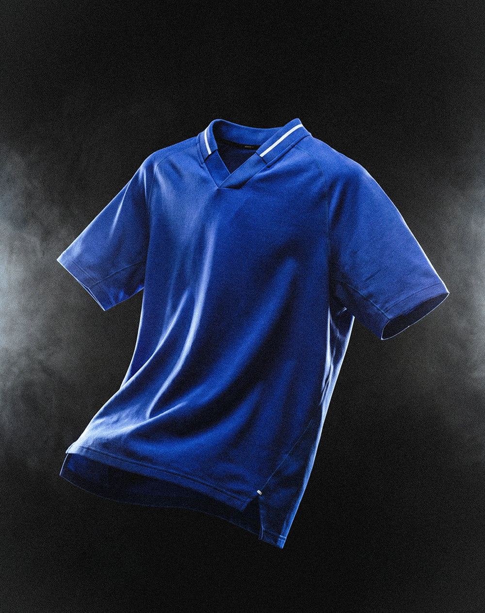 Camiseta deportiva tipo polo control humedad azul hombre
