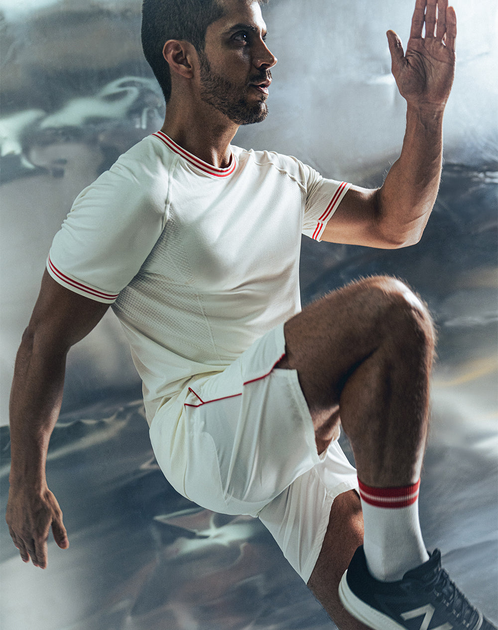 Pantaloneta deportiva con malla interna blanco hombre