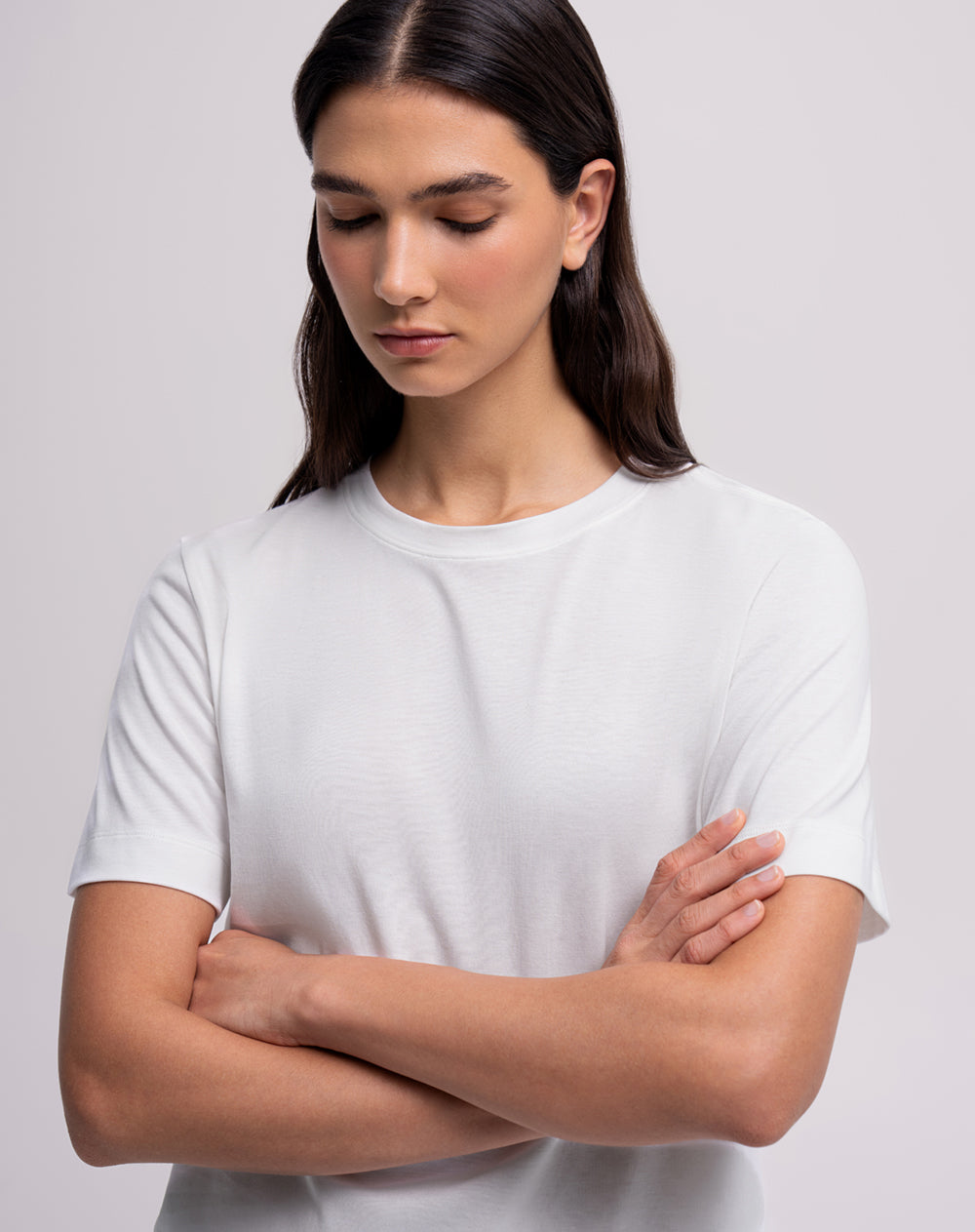Camiseta relaxed manga corta blanca mujer