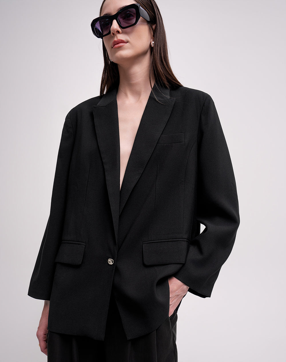 Chaqueta oversize negra mujer