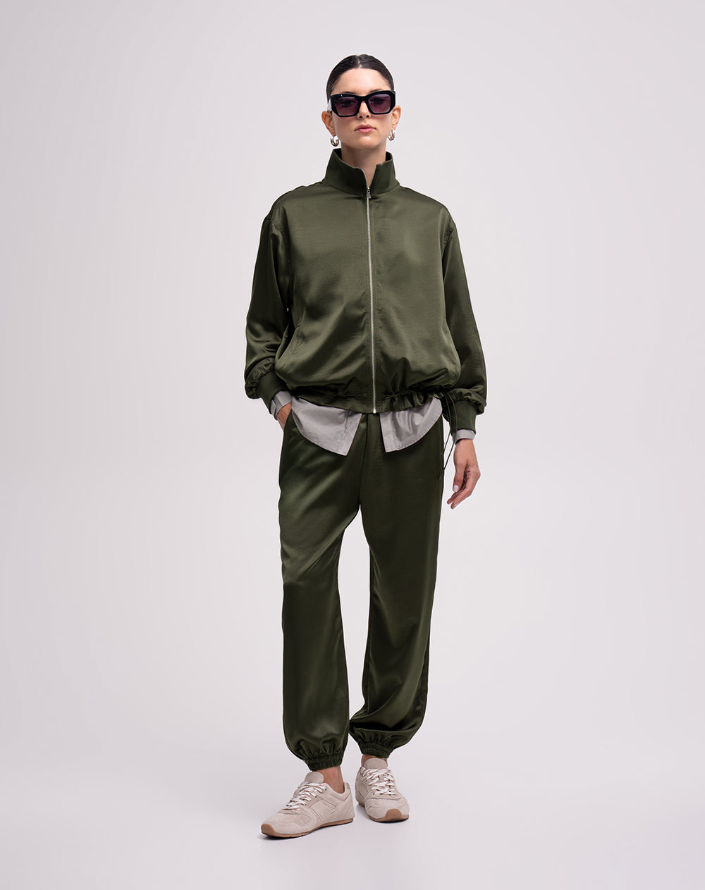 Chaqueta relaxed fit sin capucha verde