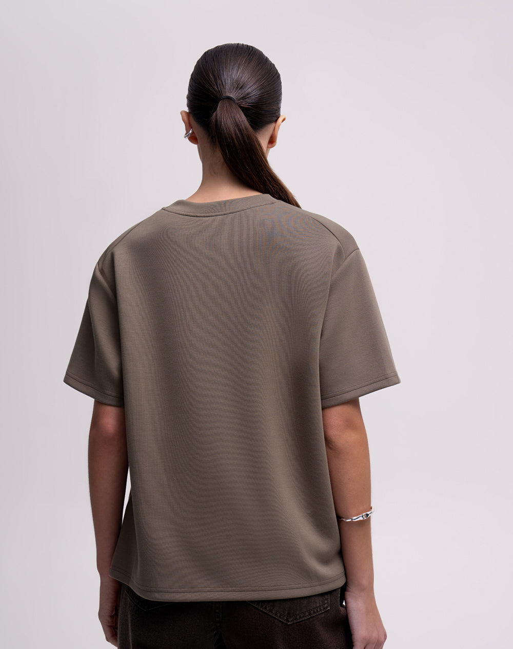 Camiseta confort regular tacto suave café mujer