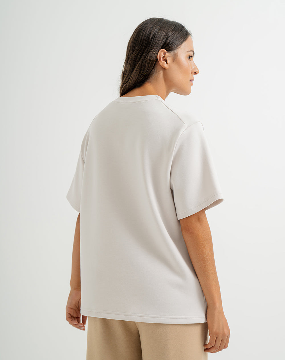 Camiseta confort regular tacto suave habano mujer