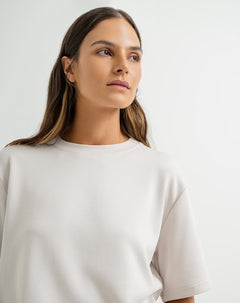 Camiseta confort regular tacto suave habano mujer