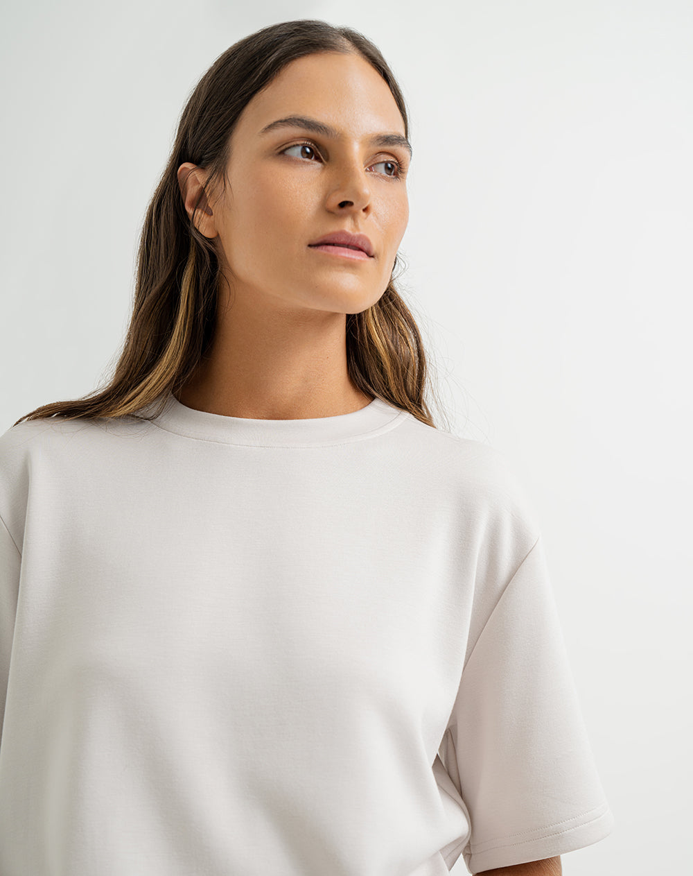 Camiseta confort regular tacto suave habano mujer