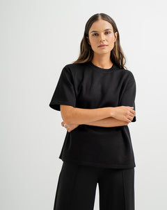 Camiseta holgada negra mujer