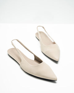 Baletas en punta efecto gamuza crudo mujer