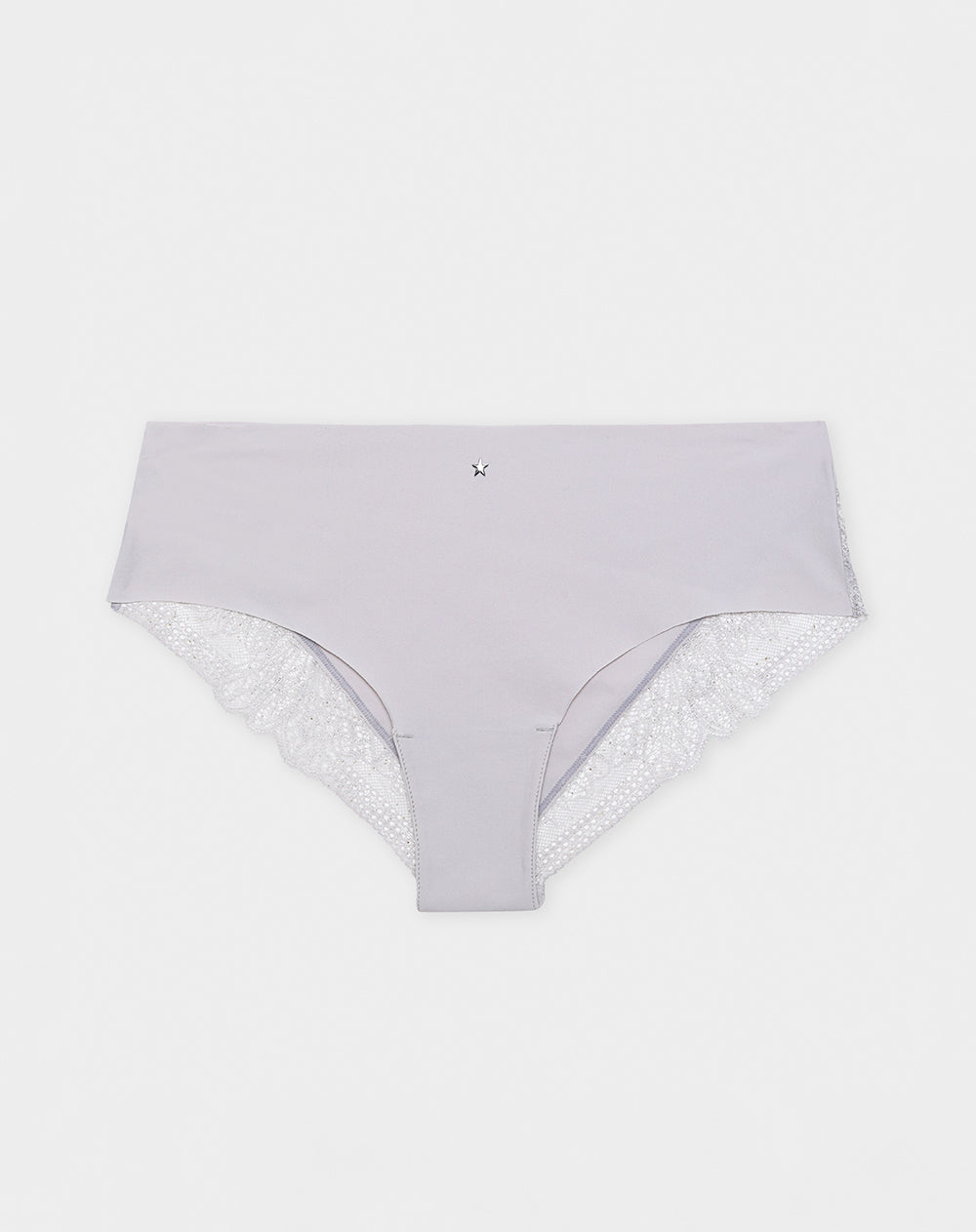 Panty cachetero microfibra más encaje gris claro