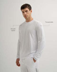 Camibuso deportivo transpirable blanco hombre
