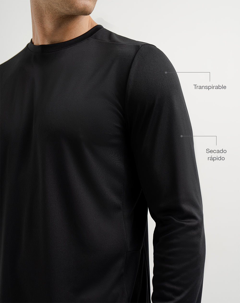 Camibuzo deportivo transpirable negro hombre