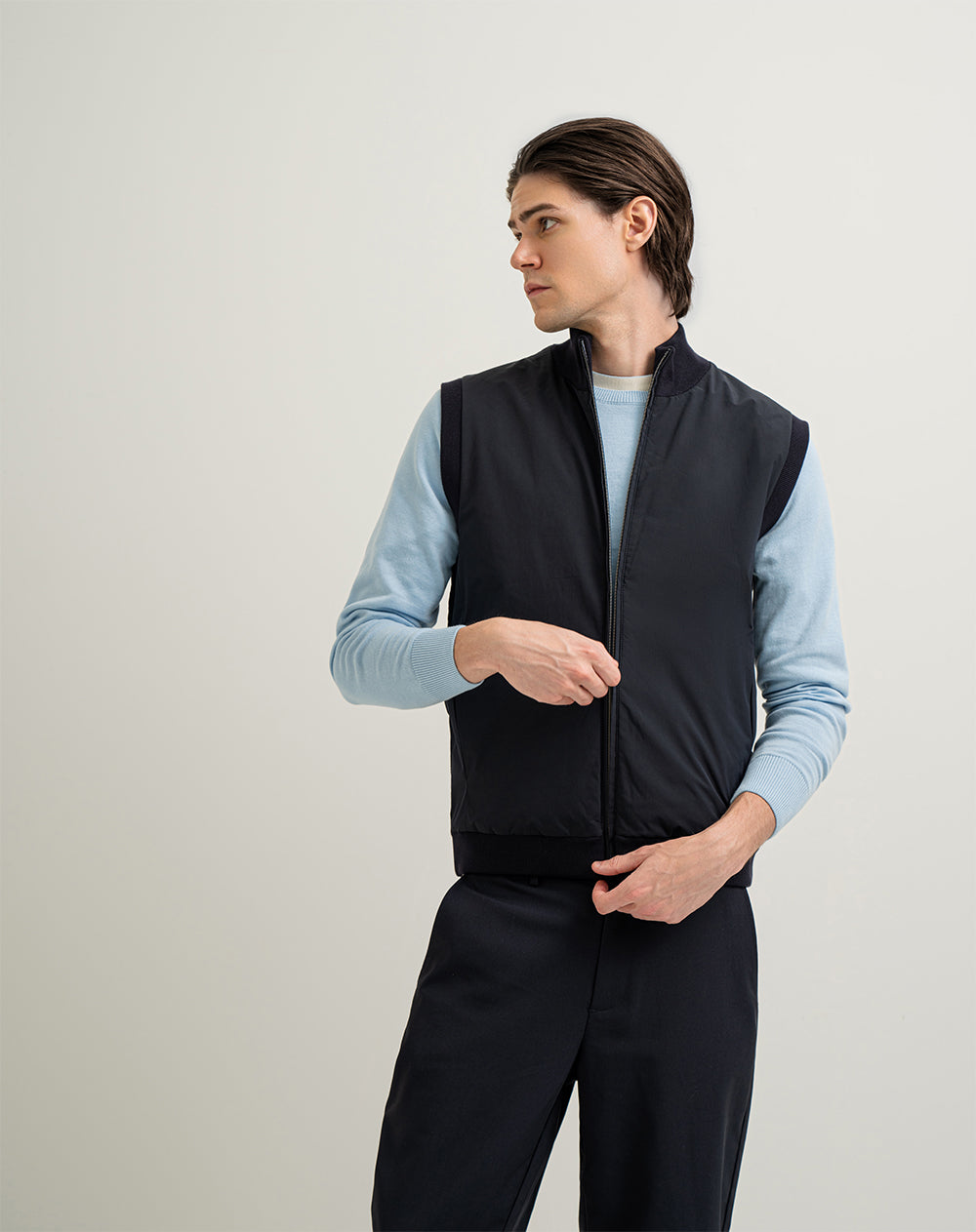 Chaleco regular azul hombre