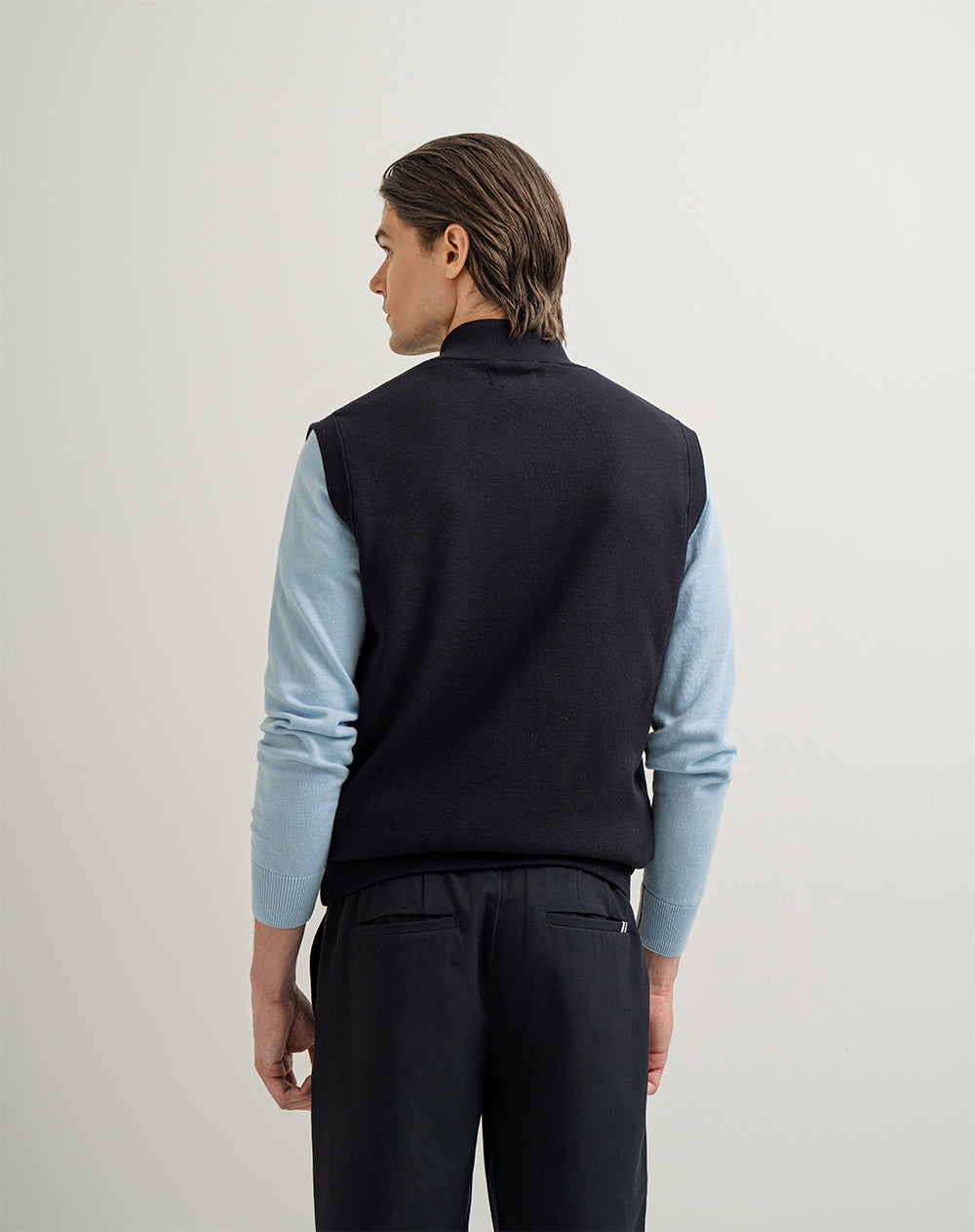 Chaleco regular azul hombre