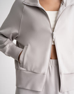 Chaqueta confort oversize tacto suave gris mujer