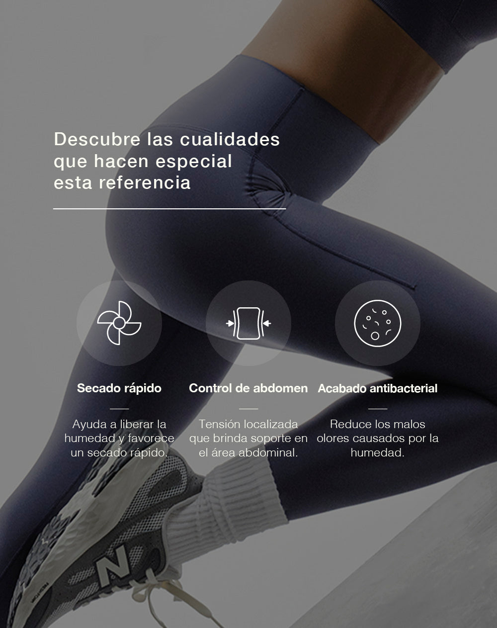 Legging deportivo control abdomen morado mujer