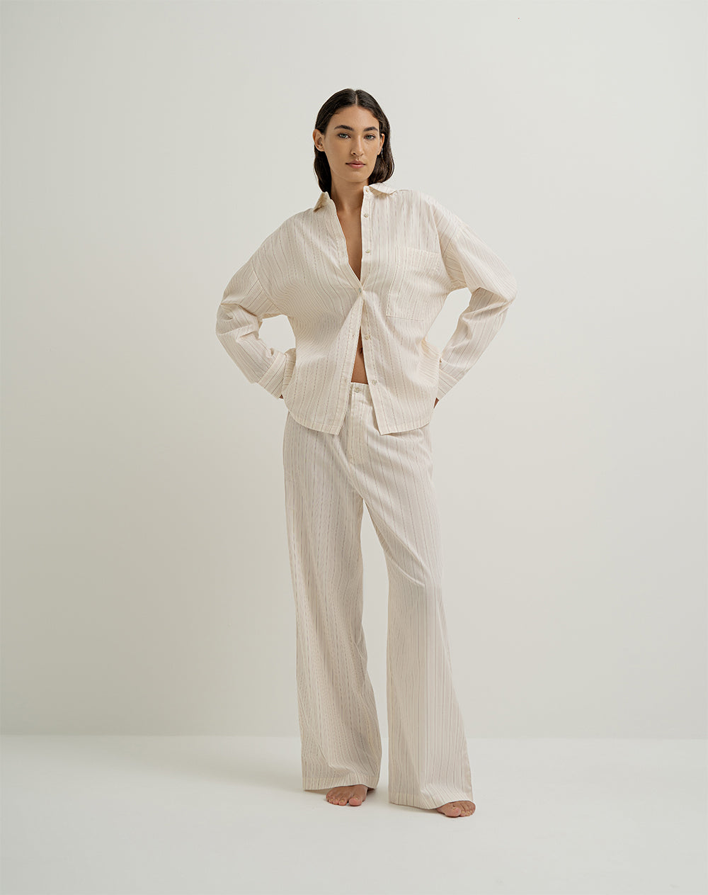 Pantalón de pijama mujer algodón largo rayas