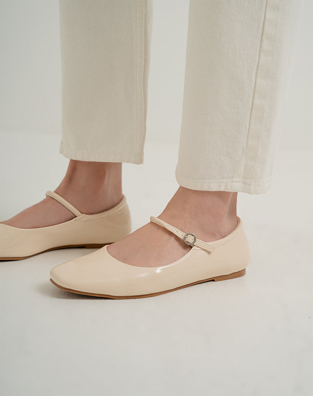 Baletas charol crudo mujer