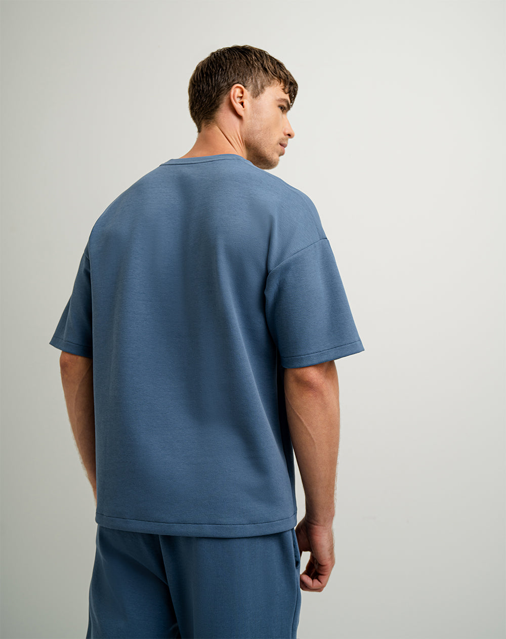 Camiseta algodón azul hombre