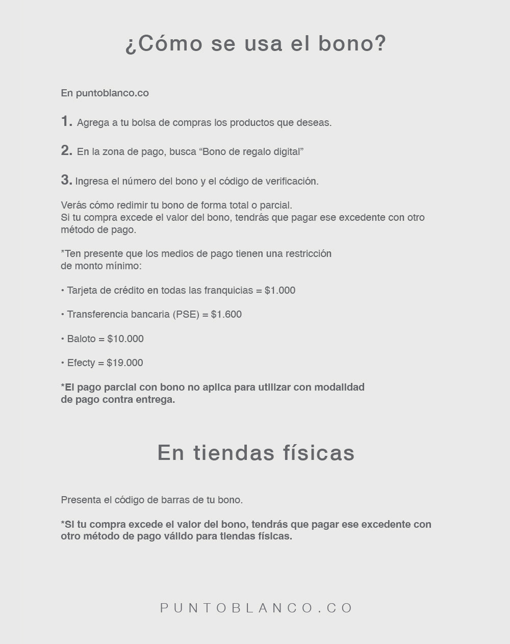 Tarjeta regalo Punto Blanco