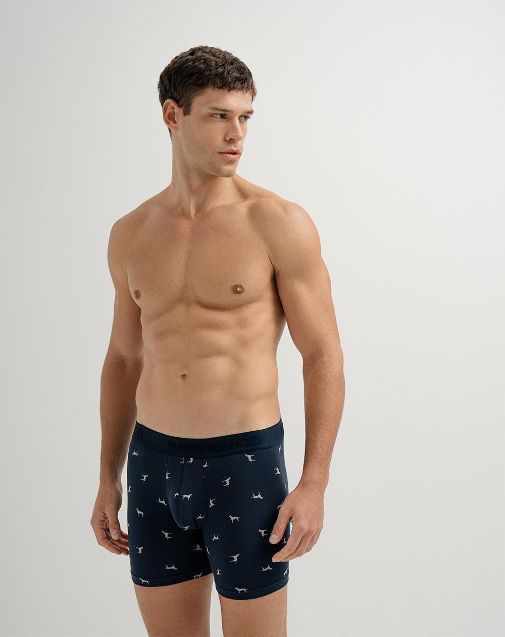 Bóxer medio panel amplio azul estampado