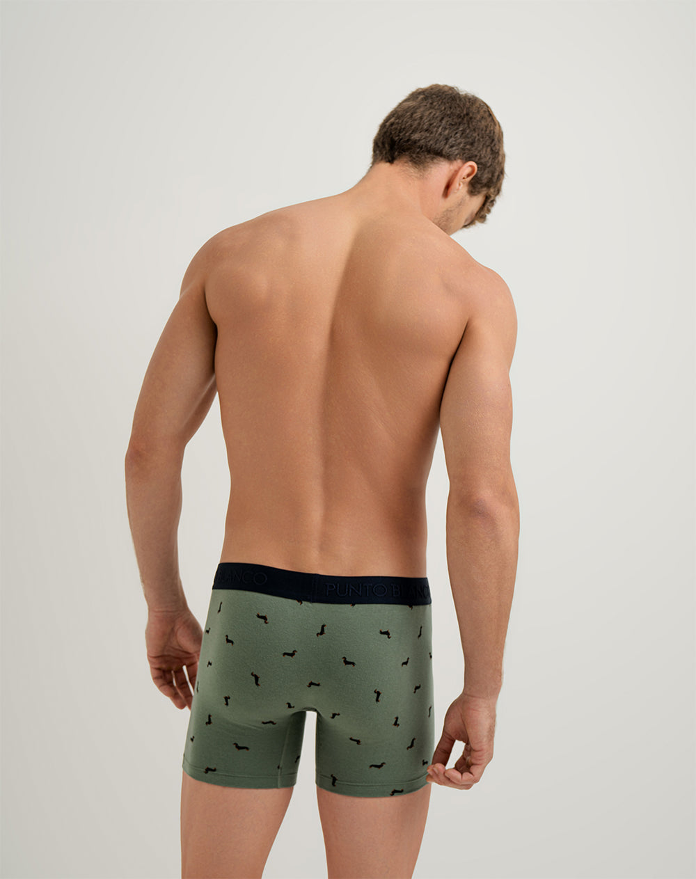 Bóxer medio panel amplio verde estampado
