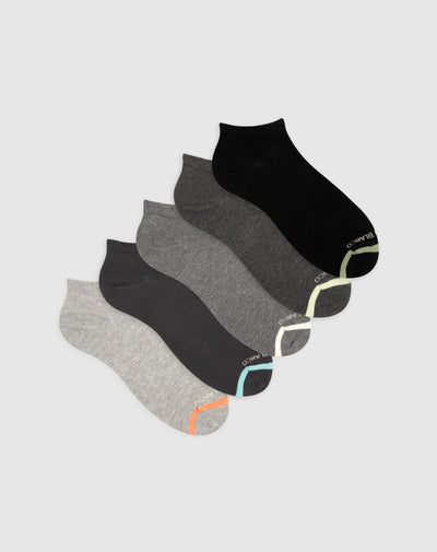 Medias hombre tobillera corta algodón pack x5 surtido