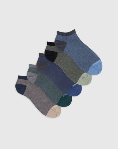 Medias hombre tobillera corta algodón pack x5 surtido