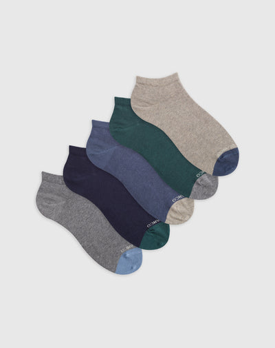 Medias hombre tobillera corta algodón pack x5 surtido