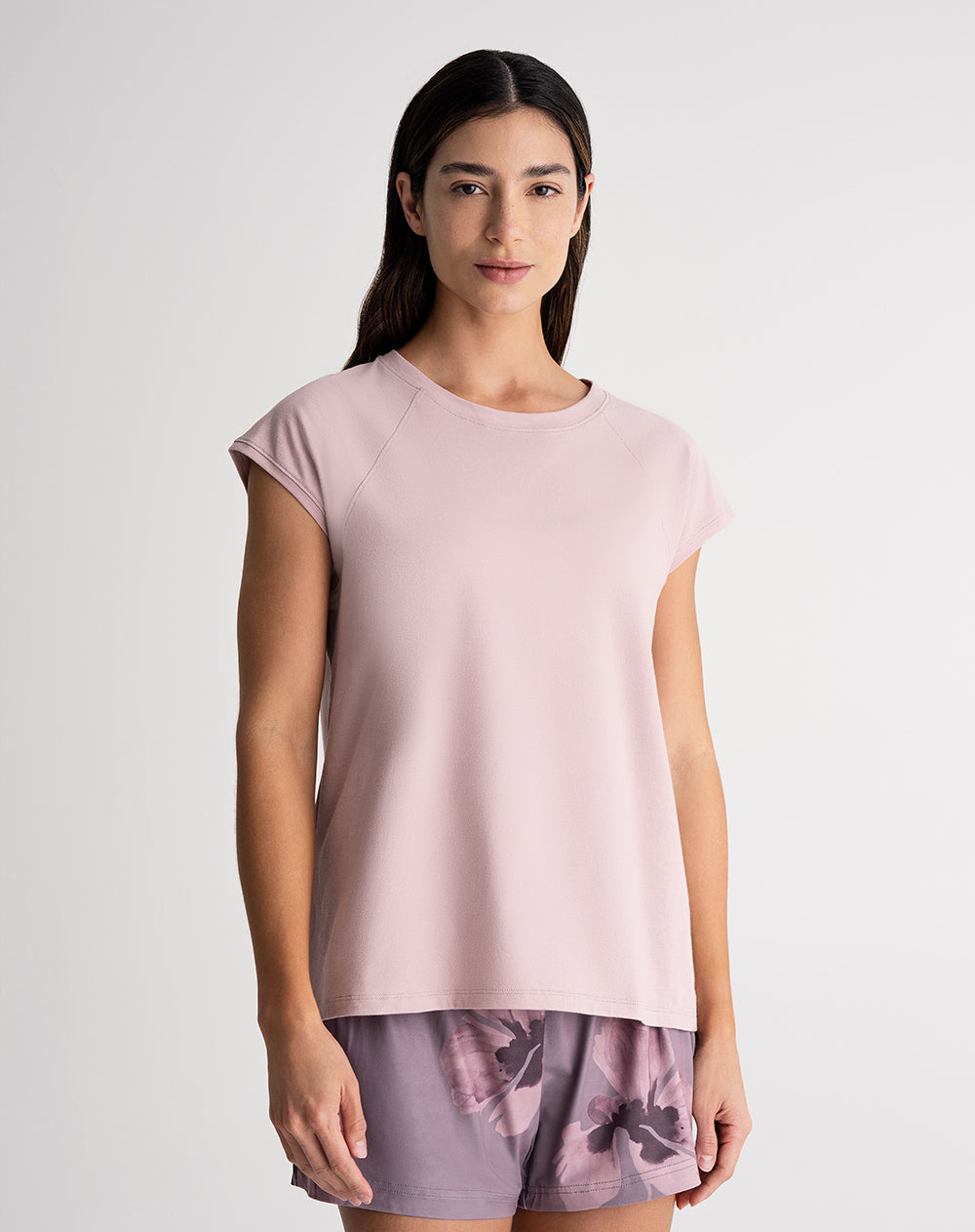 Camiseta algodón lila mujer