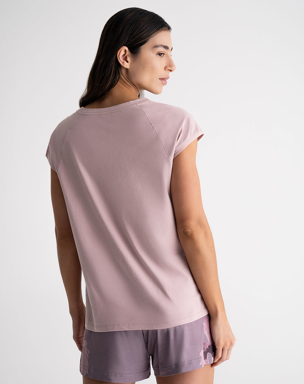 Camiseta algodón lila mujer